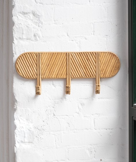 MADAM STOLTZ Rattan Coat Rack beige