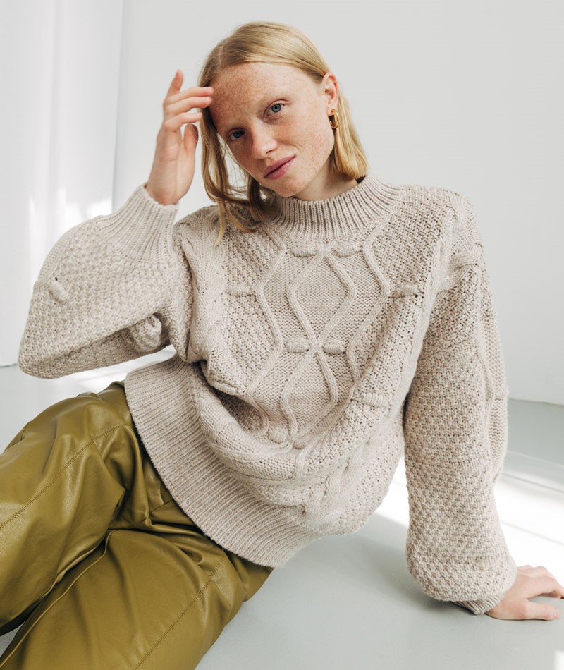 OBJECT OBJKamma Cable Pullover beige