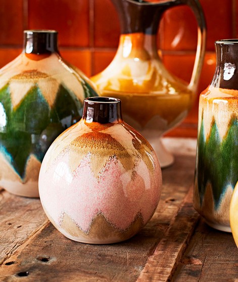 MADAM STOLTZ Runde Steingut Vase  mehrfa