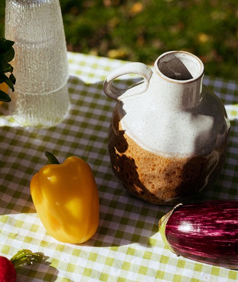 MADAM STOLTZ Stoneware Vase white brown L