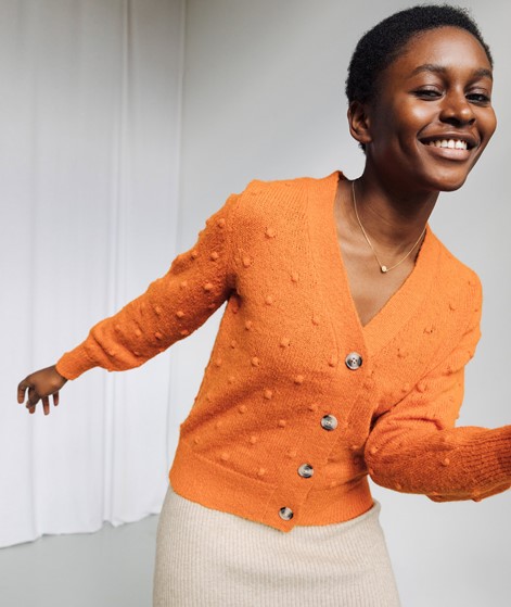 VILA VITuli V-Neck Cardigan Orange