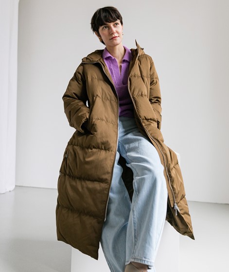 YAS YASPuffa Long Down Winterman Khaki