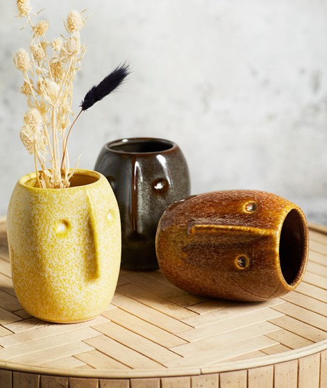 MADAM STOLTZ Vase Gesicht (8x10) Braun