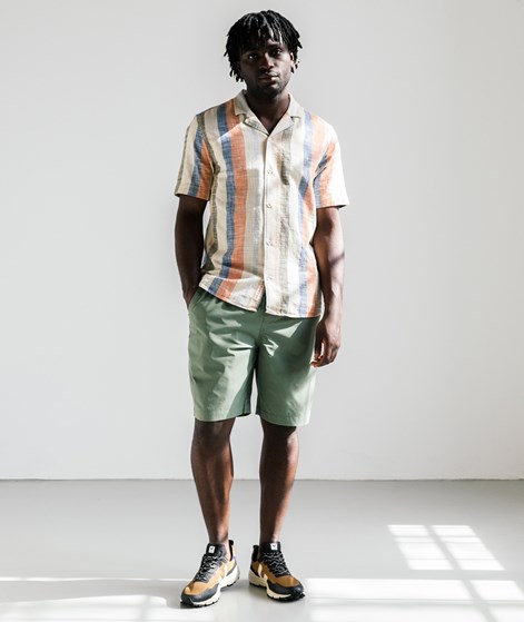 REVOLUTION Short-Sleeved Cuban Hemd gestreift