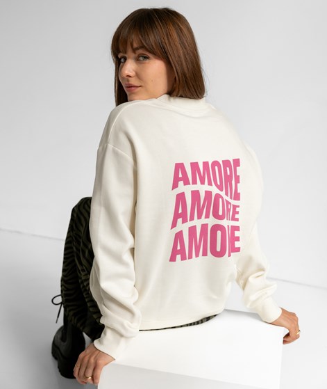 KAUF DICH GLCKLICH Sweater Amore Wei aus Bio-Baumwolle