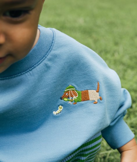 KAUF DICH GLÜCKLICH KIDS Sweater Explore Blau aus Bio-Baumwolle