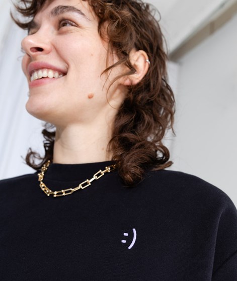 KAUF DICH GLCKLICH Sweater Smiley Schwarz aus Bio-Baumwolle