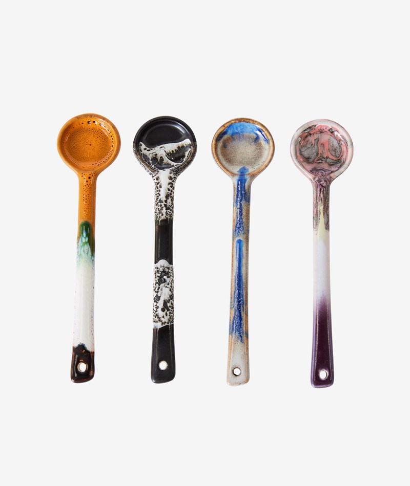 HKLIVING 70s Ceramics Spoons 4er Set mehrfarbig