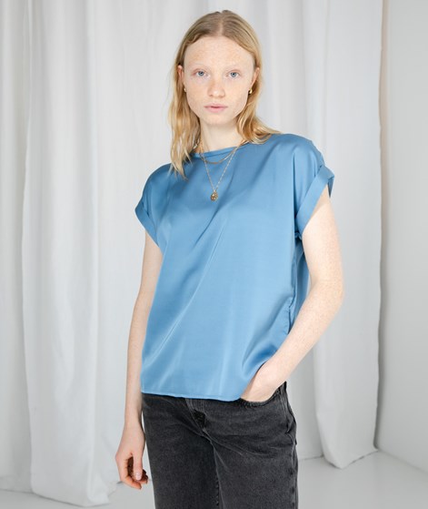 VILA VIEllette S/S Satin T-Shirt Blau