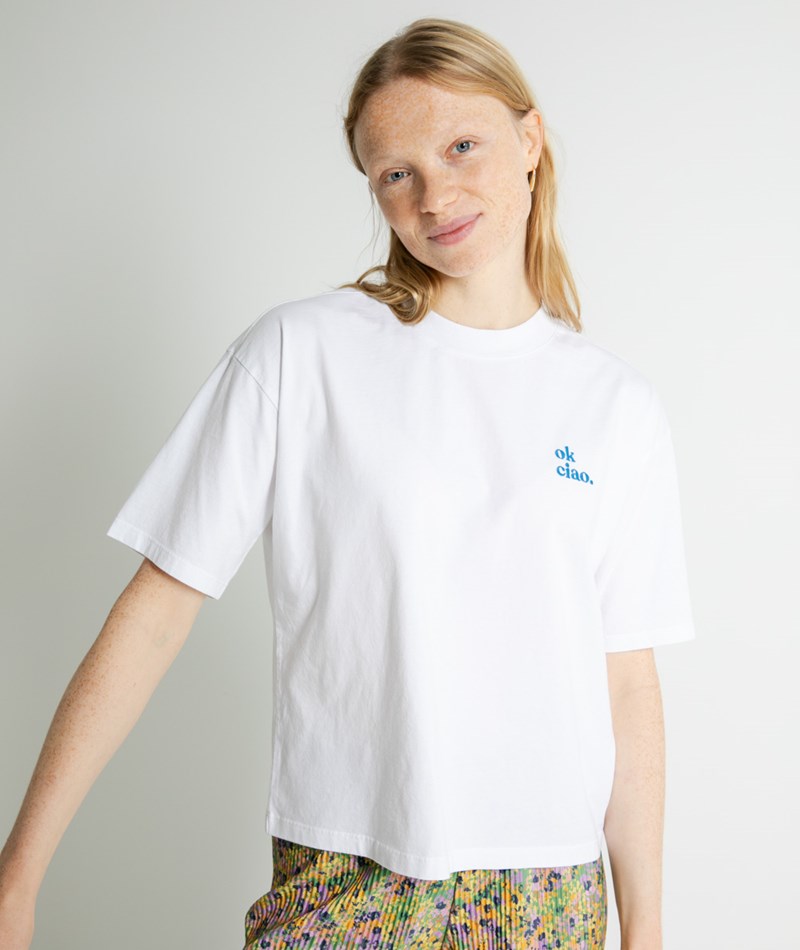 KAUF DICH GLÜCKLICH T-Shirt Ok Ciao Weiß aus Bio-Baumwolle