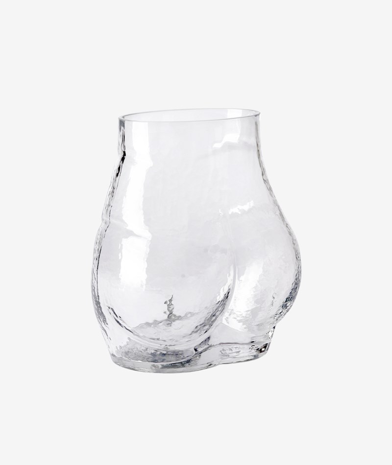 HKLIVING Glas Bum Vase farblos
