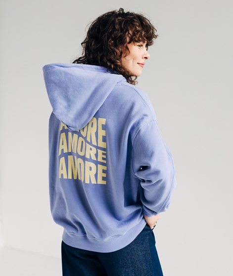 KAUF DICH GL�CKLICH Sweater Amore Print Blau aus Bio-Baumwolle