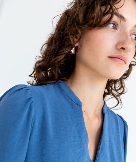 VILA VIRella V-Neck Bluse Blau