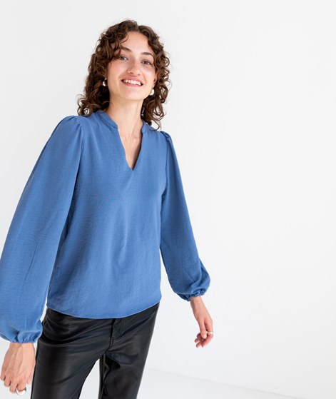 VILA VIRella V-Neck Bluse Blau