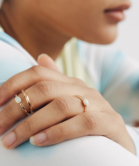 KAUF DICH GLCKLICH Ovaler Stein Ring Gold