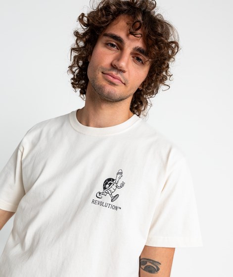 REVOLUTION Printed T-Shirt Beige