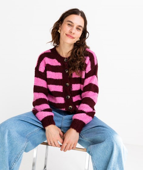 KAUF DICH GLCKLICH Cardigan Bordeaux Pink gestreift