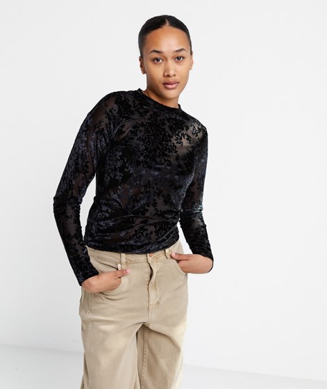 KAUF DICH GLCKLICH Longsleeve Blumen Schwarz