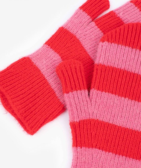 YUKU Handschuhe Gestreift Pink Rot