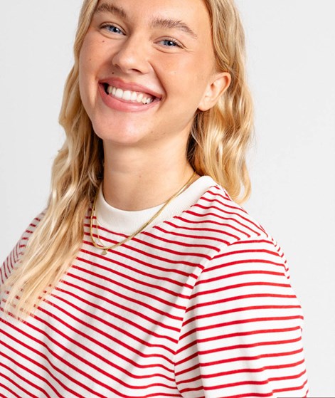 DARIADEH Rana Striped Longsleeve Creme Rot