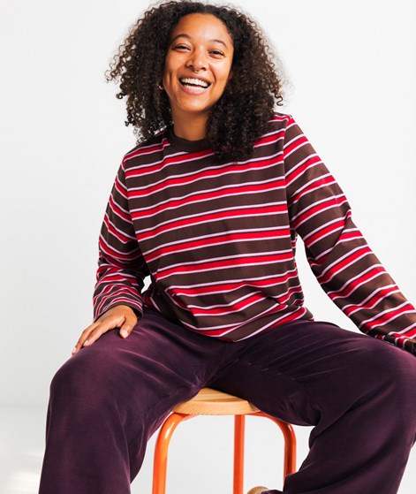DARIADEH Rana Striped Longsleeve Braun Rosa Rot