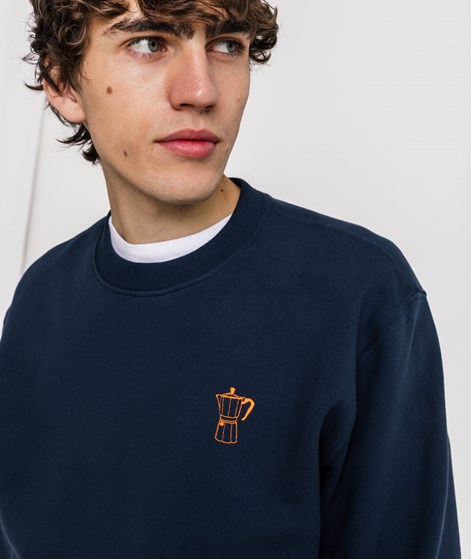 KAUF DICH GLCKLICH Sweater Caffettiera Dunkelblau aus Bio-Baumwolle