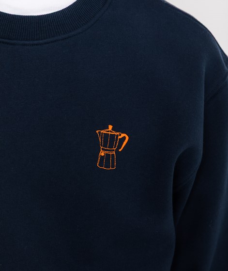 KAUF DICH GLCKLICH Sweater Caffettiera Dunkelblau aus Bio-Baumwolle