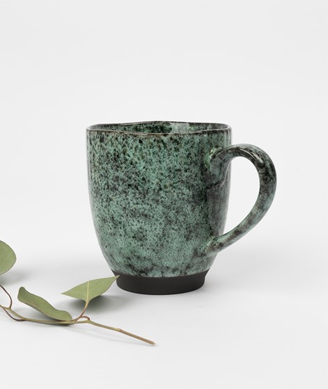MADAM STOLTZ Stoneware Mug green black