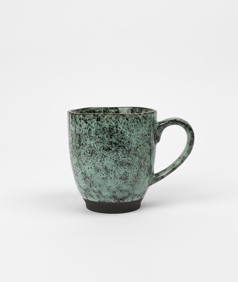 MADAM STOLTZ Stoneware Mug green black