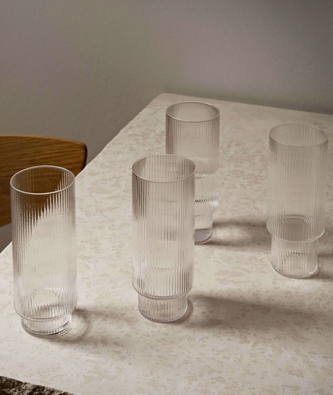 FERM LIVING Ripple Glas 4-er Set Long ( 7) farblos