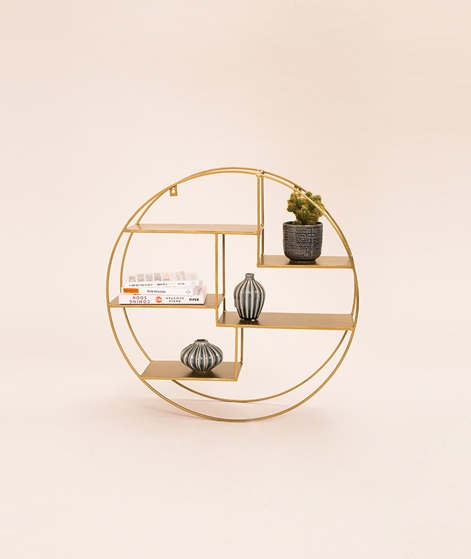 MADAM STOLTZ Round Wall Shelf ant.brass