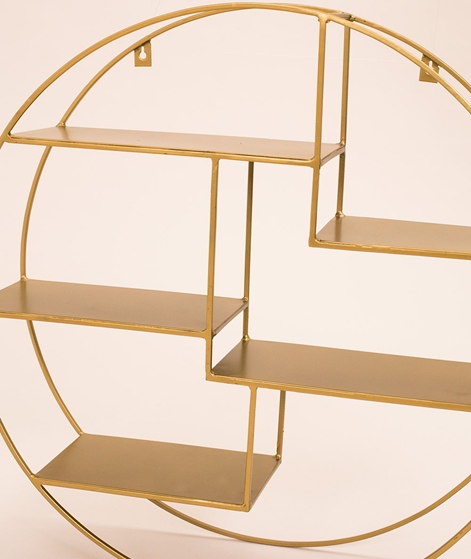 MADAM STOLTZ Round Wall Shelf ant.brass