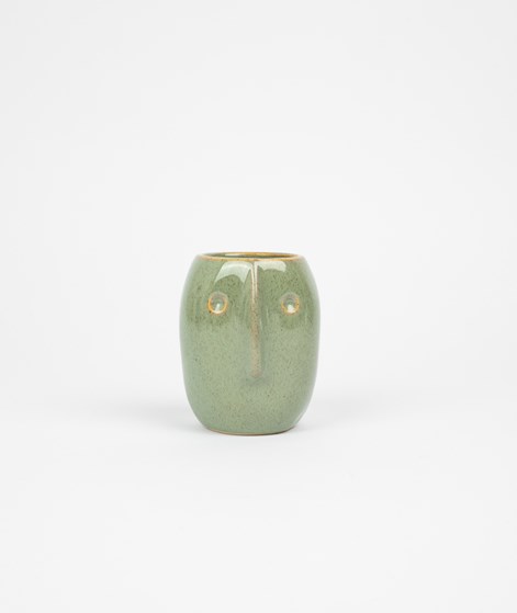 MADAM STOLTZ Flower pot w/face green