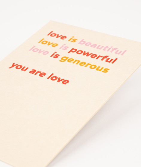 KAUF DICH GLÜCKLICH Postkarte love is