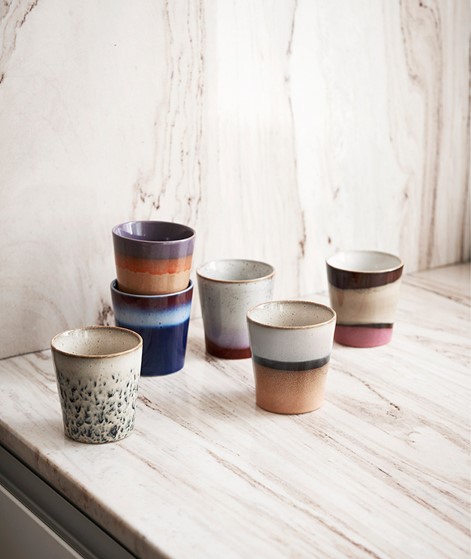 HKLIVING Ceramic Set 70's Mugs mehrfarbig