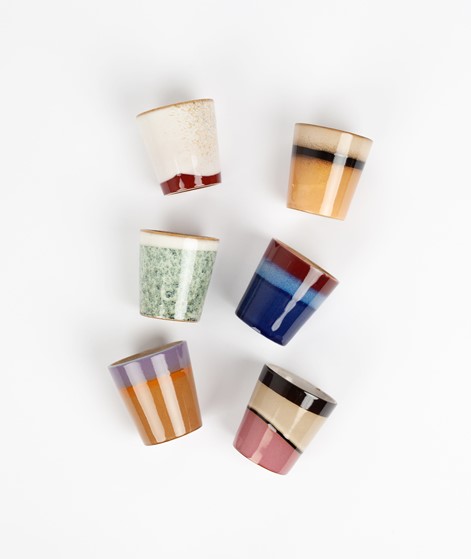 HKLIVING Ceramic Set 70`s Mugs mehrfarbig