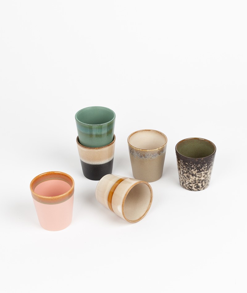 HKLIVING Ceramic Set 70`s Mugs multi