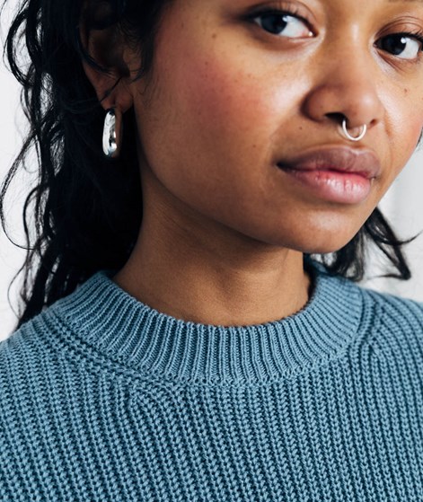 KAUF DICH GLCKLICH Strickpullover blau aus Bio-Baumwolle