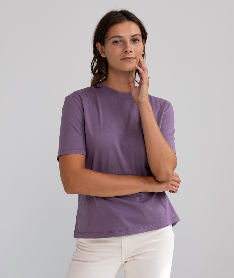 purple baseball tee women's