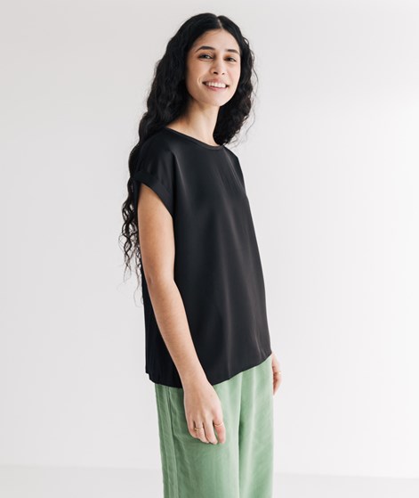 VILA VIEllette Satin T-Shirt Schwarz