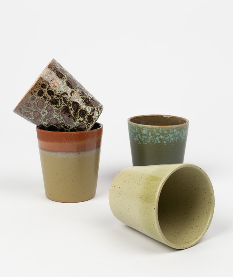 HKLIVING Ceramic Set 70`s Caffe Mugs