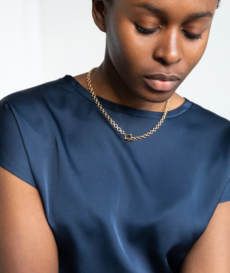 VILA VIEllette Satin T-Shirt blau
