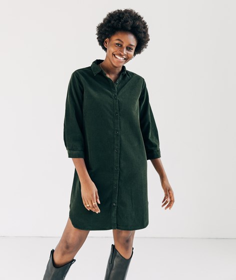 KAUF DICH GLÜCKLICH Kleid dunkelgrün aus Bio-Baumwolle