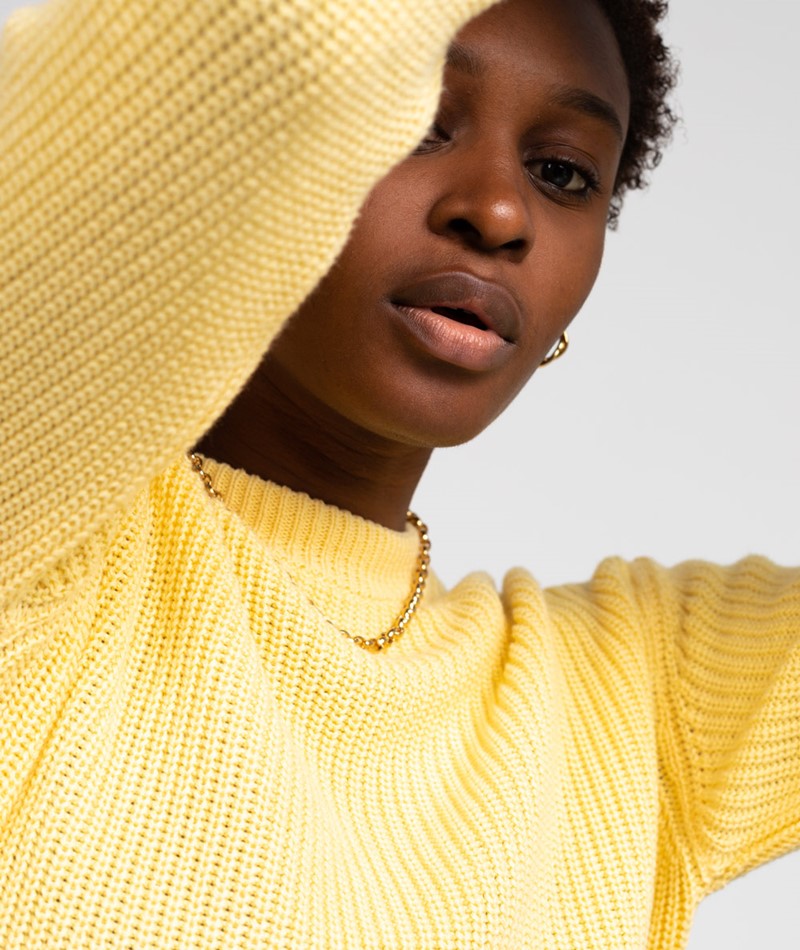 KAUF DICH GLÜCKLICH Pullover gelb aus Bio-Baumwolle