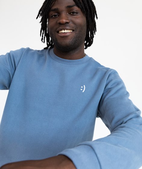 KAUF DICH GLCKLICH Sweater Smiley Hellblau aus Bio-Baumwolle